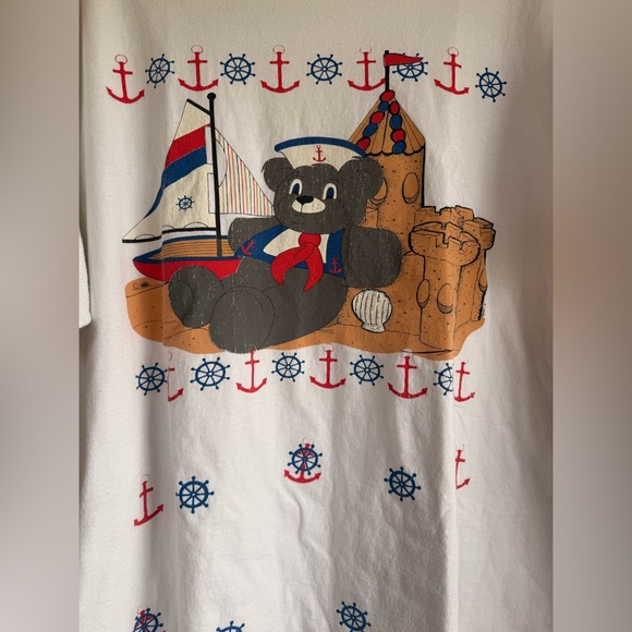 Vintage AOP Nautical Bear Graphic T-Shirt 🧸⚓️ - Picture 2 of 6